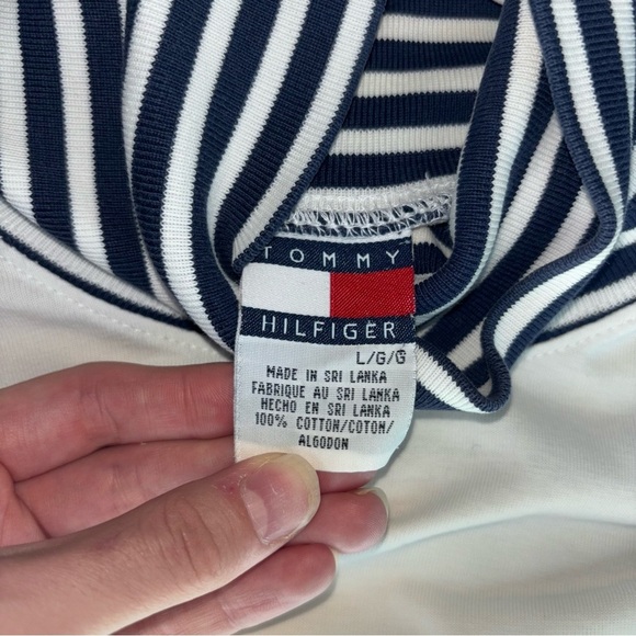 Vintage 90s Retro Vintage Tommy Hilfiger Long Sleeve Stripe Collar Shirt Large - Picture 8 of 9
